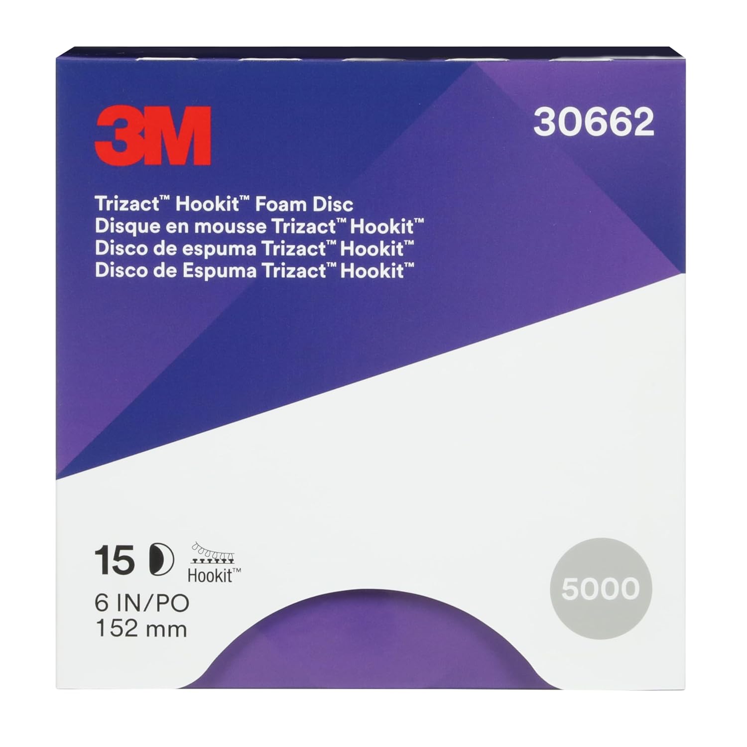 3M Trizact P5000 Hookit Foam Abrasive Disc Plain 152mm Box of 15
